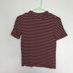 FOREVER 21 mock neck striped shirt